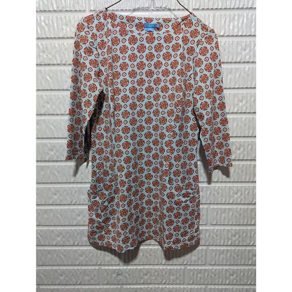 J McLaughlin Women's Light Blue Orange Pattern Front Pockets Tunic Top XS NWT - Picture 9 of 9